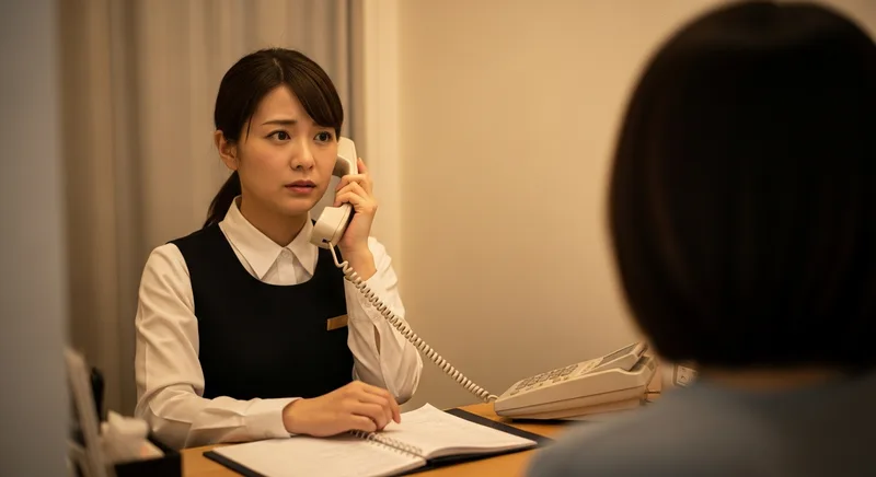 電話対応に追われる受付スタッフ